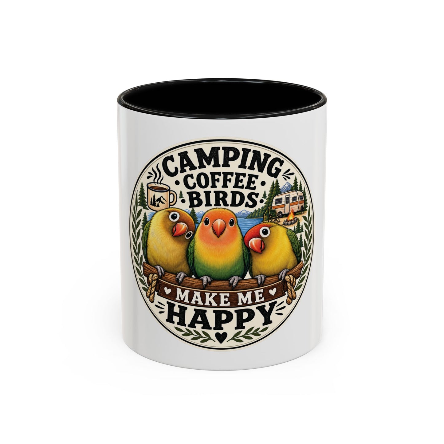 ☕ Parrot Lover "Make Me Happy" Two-Tone Coffee Cup☕ 🦜