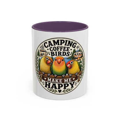 ☕ Parrot Lover "Make Me Happy" Two-Tone Coffee Cup☕ 🦜(11, 15oz)