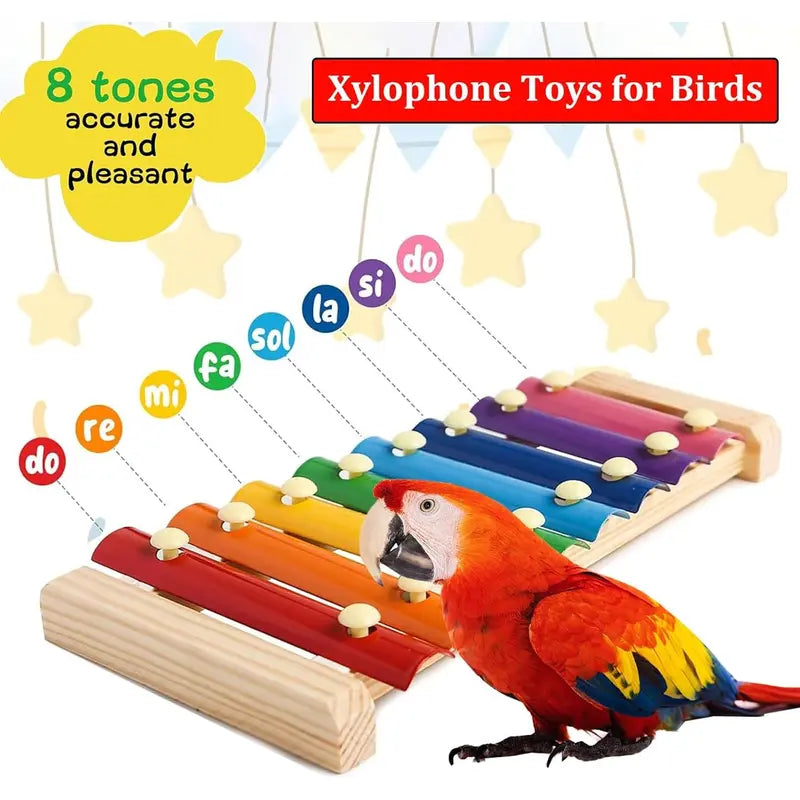 Natural Wood Xylophone & Chew Toy for Parrots 🦜🎶