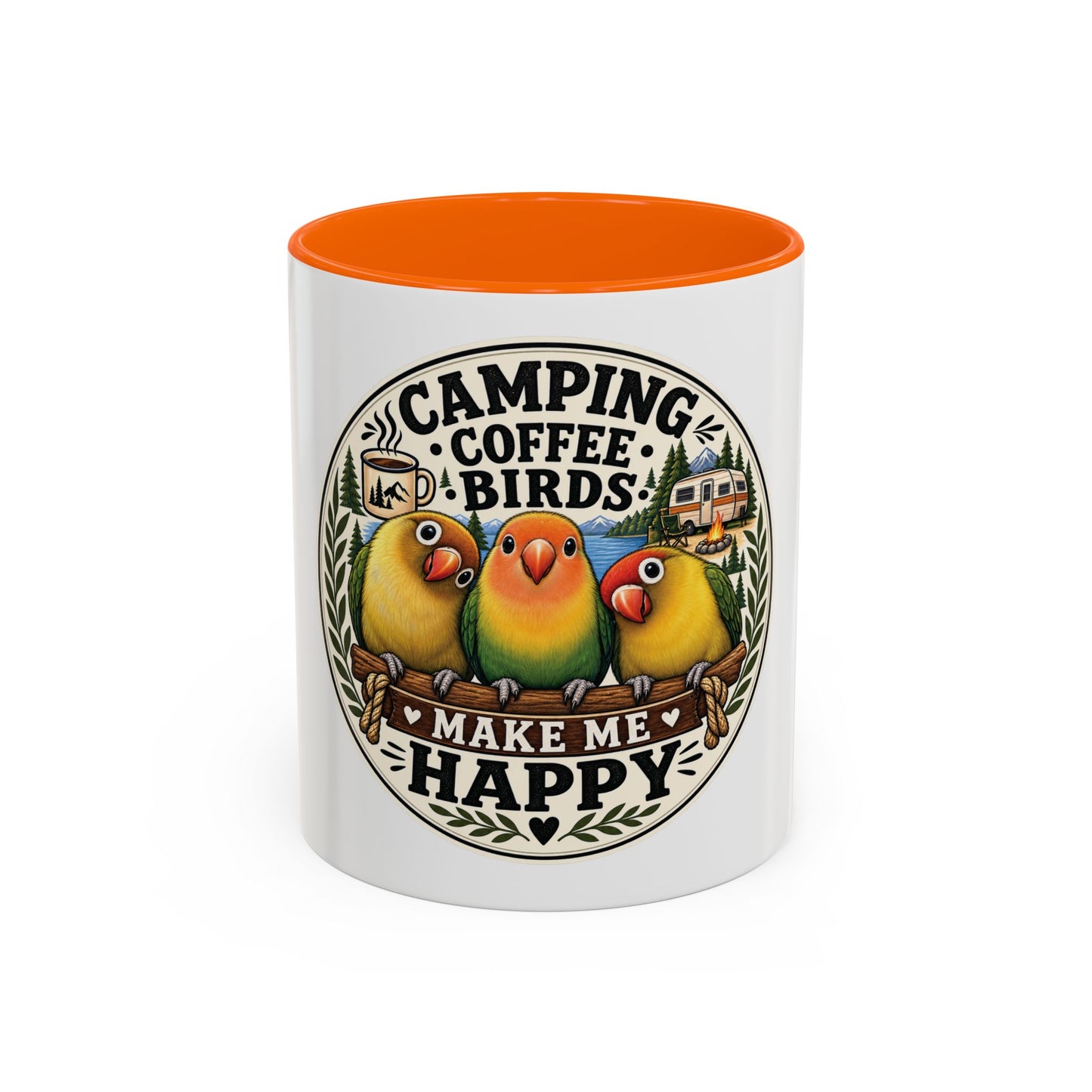 ☕ Parrot Lover "Make Me Happy" Two-Tone Coffee Cup☕ 🦜(11, 15oz)