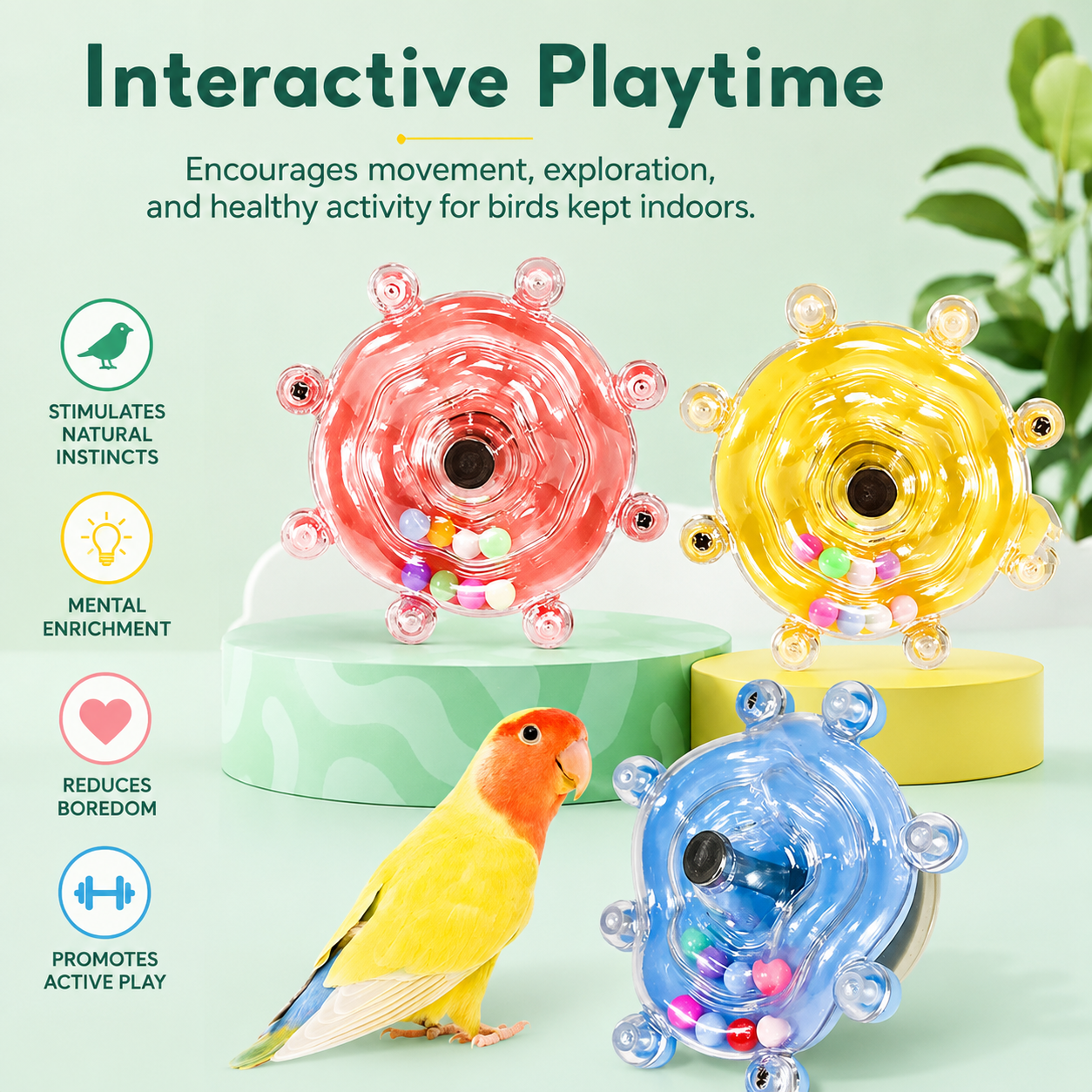 🌟 Smart Bird Activity Toy: Boredom Buster Rotating Spinner for Parrots 🦜