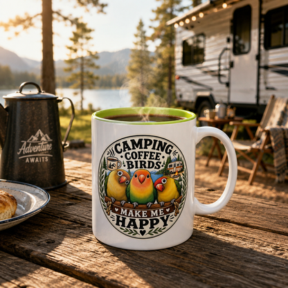 ☕ Parrot Lover "Make Me Happy" Two-Tone Coffee Cup☕ 🦜