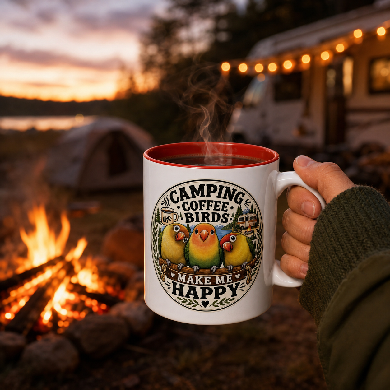☕ Parrot Lover "Make Me Happy" Two-Tone Coffee Cup☕ 🦜