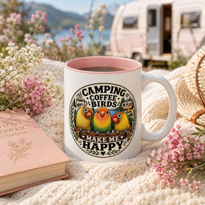 ☕ Parrot Lover "Make Me Happy" Two-Tone Coffee Cup☕ 🦜