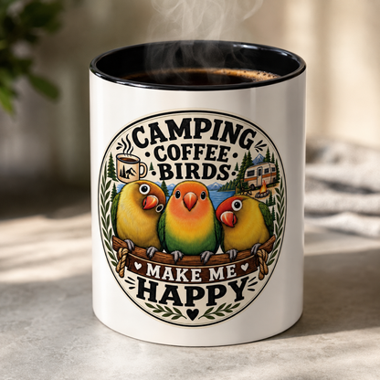 ☕ Parrot Lover "Make Me Happy" Two-Tone Coffee Cup☕ 🦜