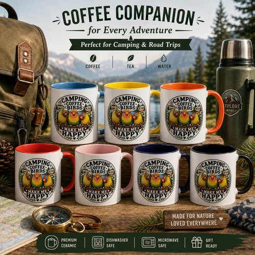 ☕ Parrot Lover "Make Me Happy" Two-Tone Coffee Cup☕ 🦜