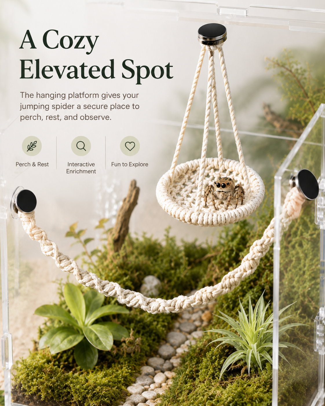 🌿 Hangable Jumping Spider Climbing Bridge & Swing | Enclosure Habitat Ladder 🕷️