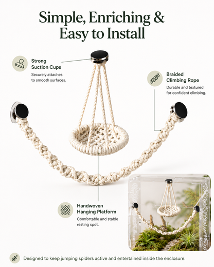 🌿 Hangable Jumping Spider Climbing Bridge & Swing | Enclosure Habitat Ladder 🕷️