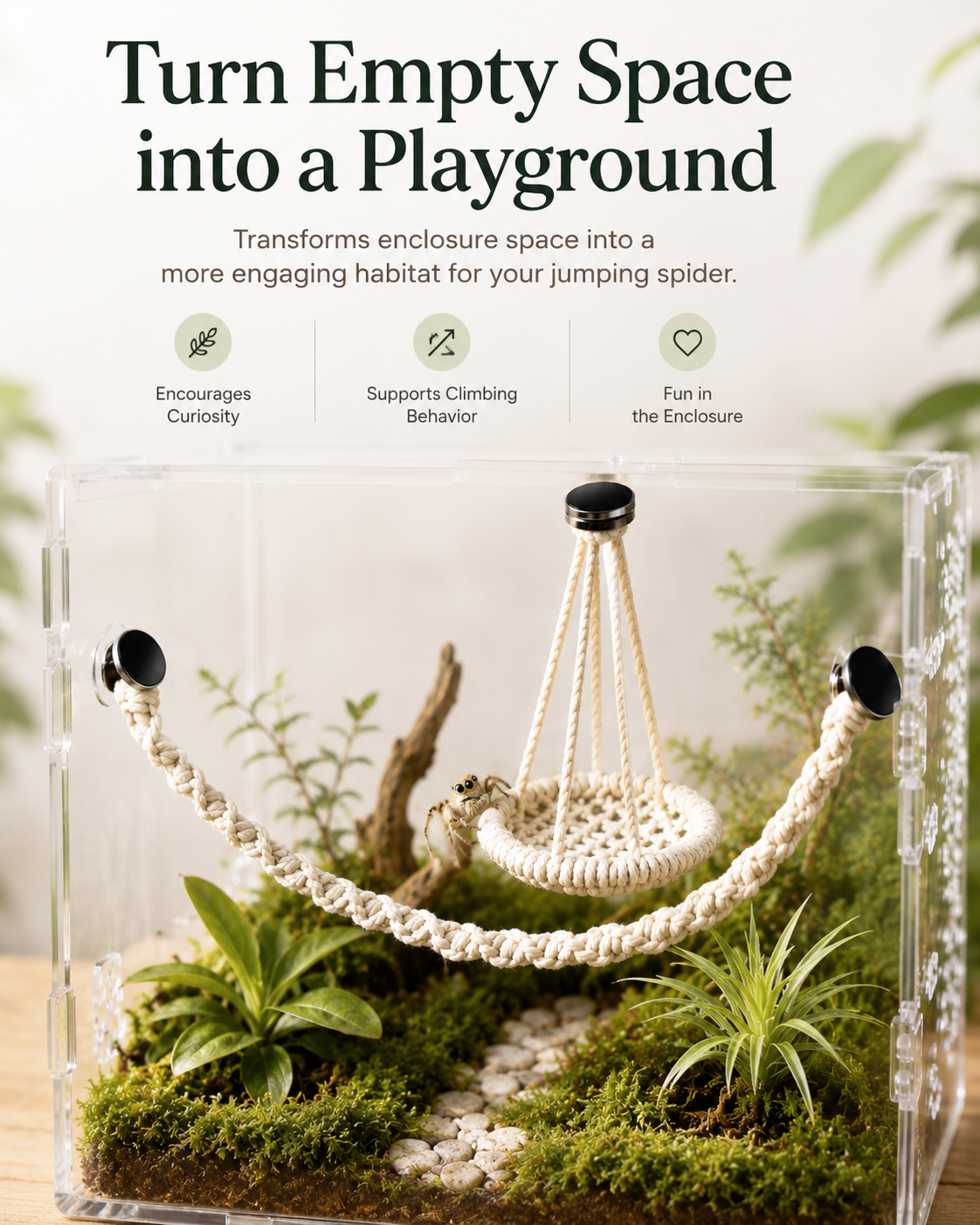 🌿 Hangable Jumping Spider Climbing Bridge & Swing | Enclosure Habitat Ladder 🕷️