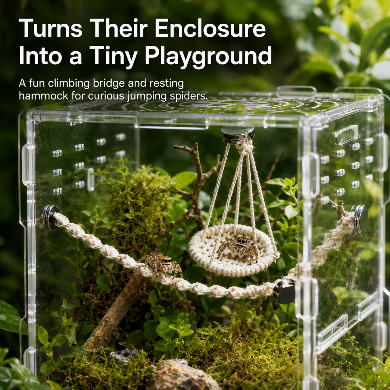 🌿 Hangable Jumping Spider Climbing Bridge & Swing | Enclosure Habitat Ladder 🕷️