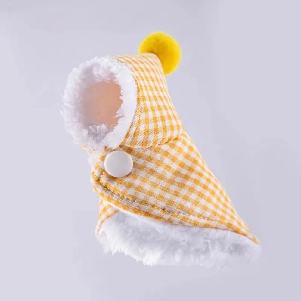 🦜 Thickened Winter Parrot Cape with Hat – Warm Plush Plaid Bird Coat ❄️