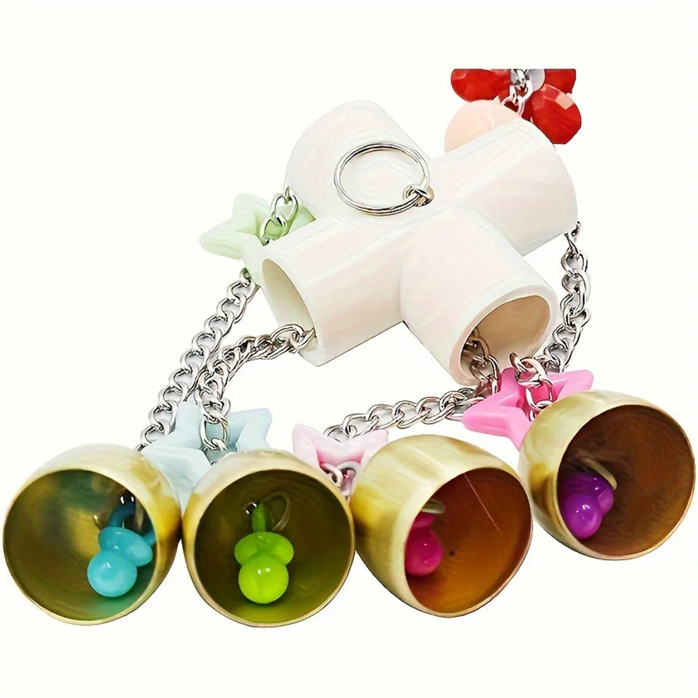 Heavy-Duty Parrot Bell Toy - Durable Metal Chain Cage Pendant for Large Birds 🦜🔔
