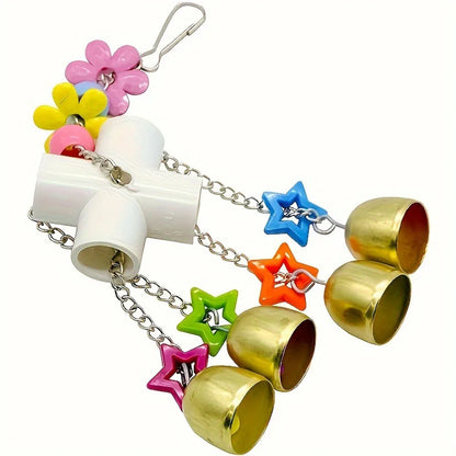 Heavy-Duty Parrot Bell Toy - Durable Metal Chain Cage Pendant for Large Birds 🦜🔔