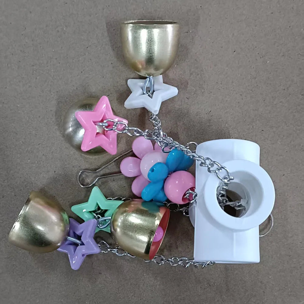 Heavy-Duty Parrot Bell Toy - Durable Metal Chain Cage Pendant for Large Birds 🦜🔔
