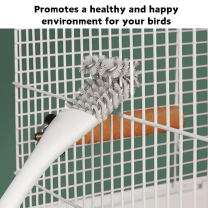 Heavy-Duty Bird Cage Cleaning Brush & Poop Remover Tool for Parrots, Cockatiels & Budgies