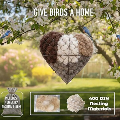 🏡Handmade Natural Alpaca Fiber Bird Nesting Heart❤️A Cozy Gift for Birds