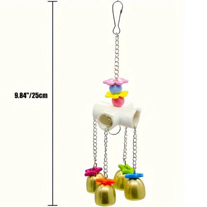 Heavy-Duty Parrot Bell Toy - Durable Metal Chain Cage Pendant for Large Birds 🦜🔔