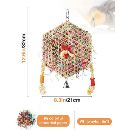 Colorful Bamboo & Paper Bird Chew Toy 🦜