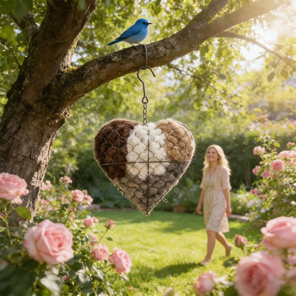 🏡Handmade Natural Alpaca Fiber Bird Nesting Heart❤️A Cozy Gift for Birds
