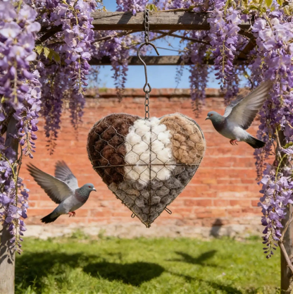 🏡Handmade Natural Alpaca Fiber Bird Nesting Heart❤️A Cozy Gift for Birds