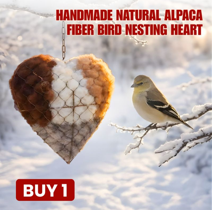 🏡Handmade Natural Alpaca Fiber Bird Nesting Heart❤️A Cozy Gift for Birds
