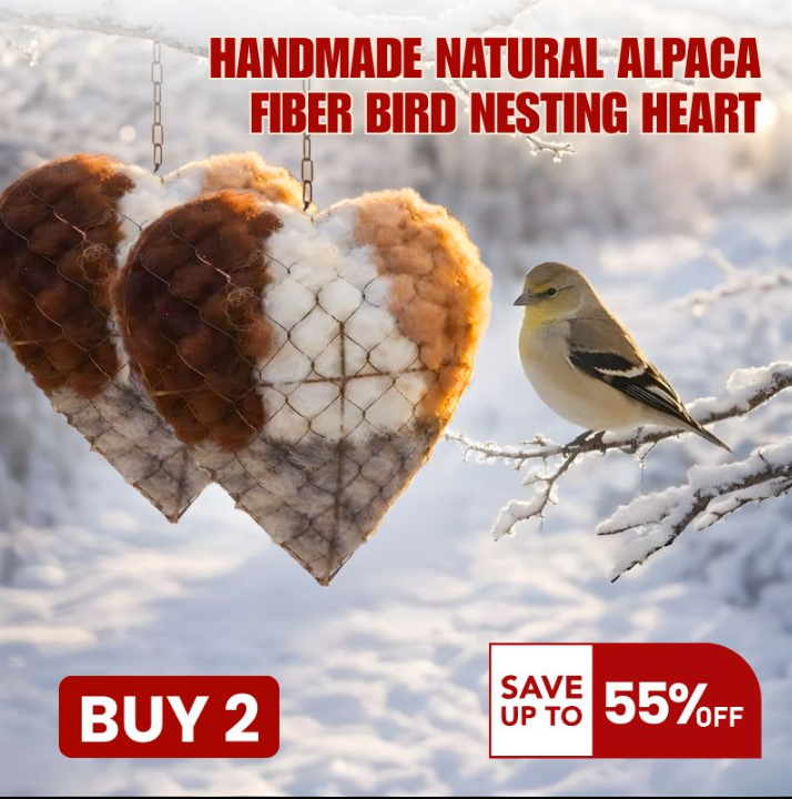 🏡Handmade Natural Alpaca Fiber Bird Nesting Heart❤️A Cozy Gift for Birds
