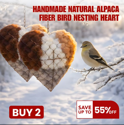🏡Handmade Natural Alpaca Fiber Bird Nesting Heart❤️A Cozy Gift for Birds
