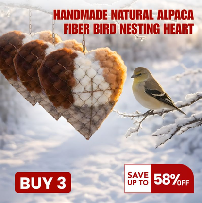 🏡Handmade Natural Alpaca Fiber Bird Nesting Heart❤️A Cozy Gift for Birds