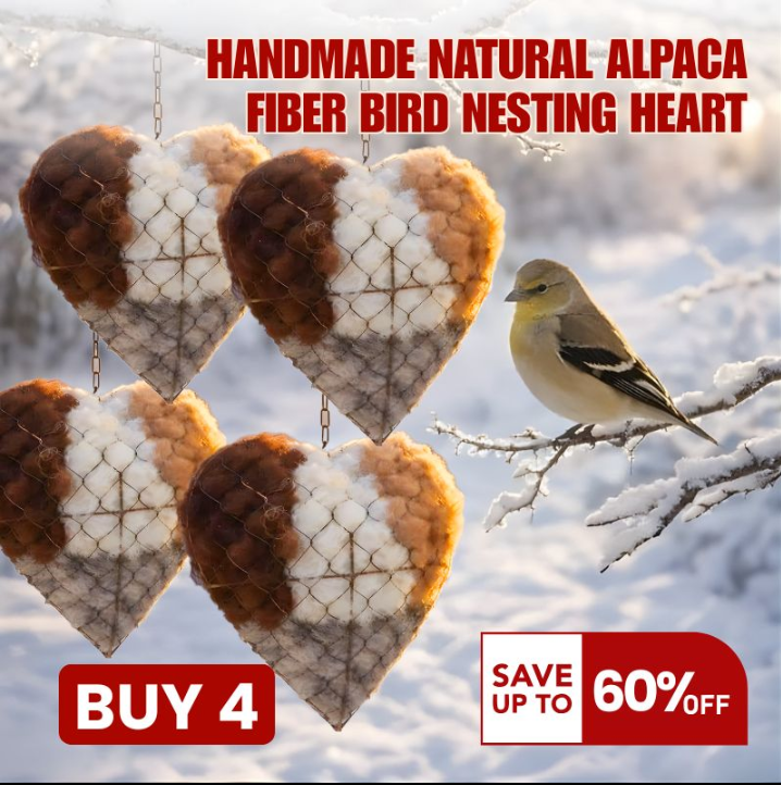 🏡Handmade Natural Alpaca Fiber Bird Nesting Heart❤️A Cozy Gift for Birds
